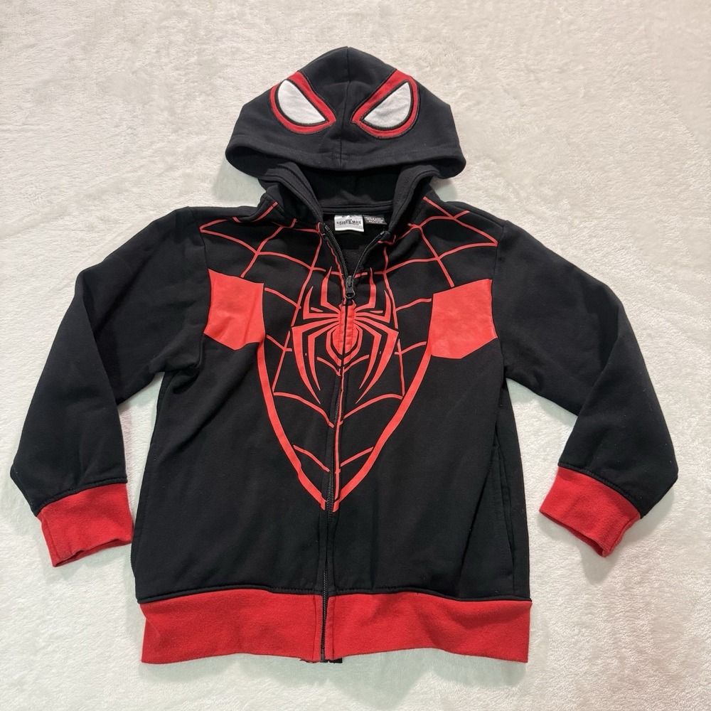 Spider-Man Miles Morales Full-Zip Cosplay Hoodie Zip Up Jacket Black Kids S